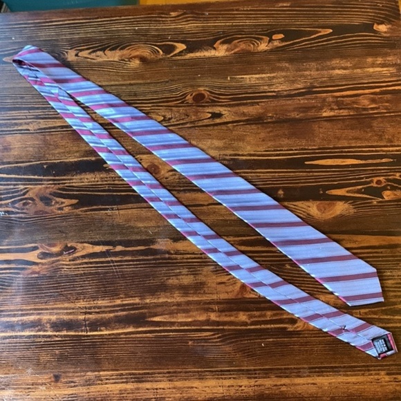 Calvin Klein Grey/Silver & Red Striped Tie - Picture 3 of 8
